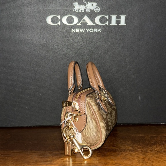 COACH Mini Rowan Satchel Bag Charm In Signature Canvas NWT - Picture 2 of 10